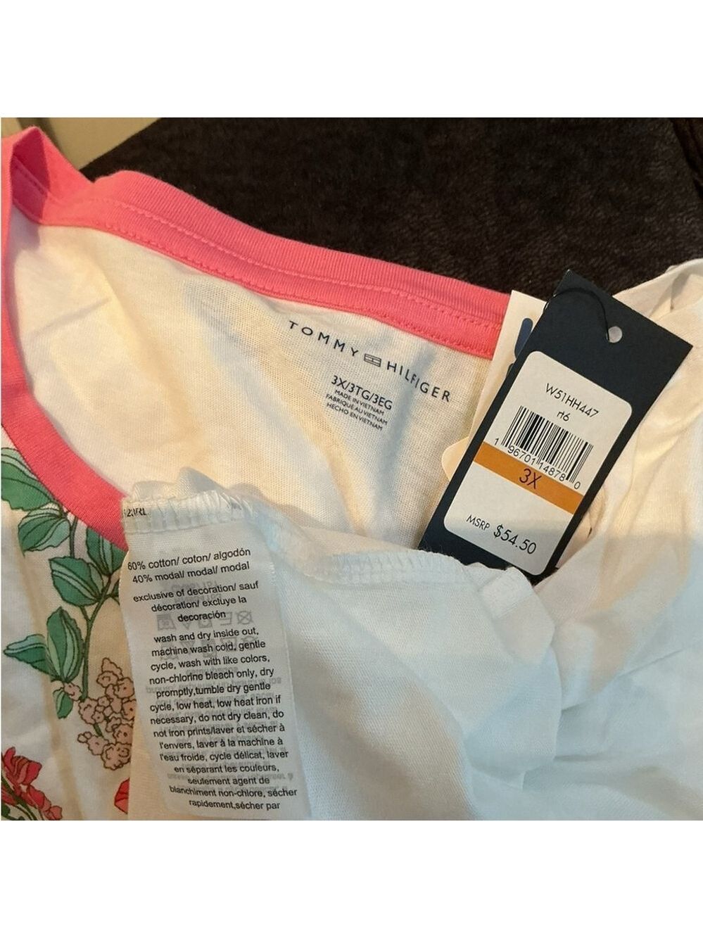 Women's Tommy Hilfiger 3X White Floral Short Sleeve Tee - Picture 8 of 11